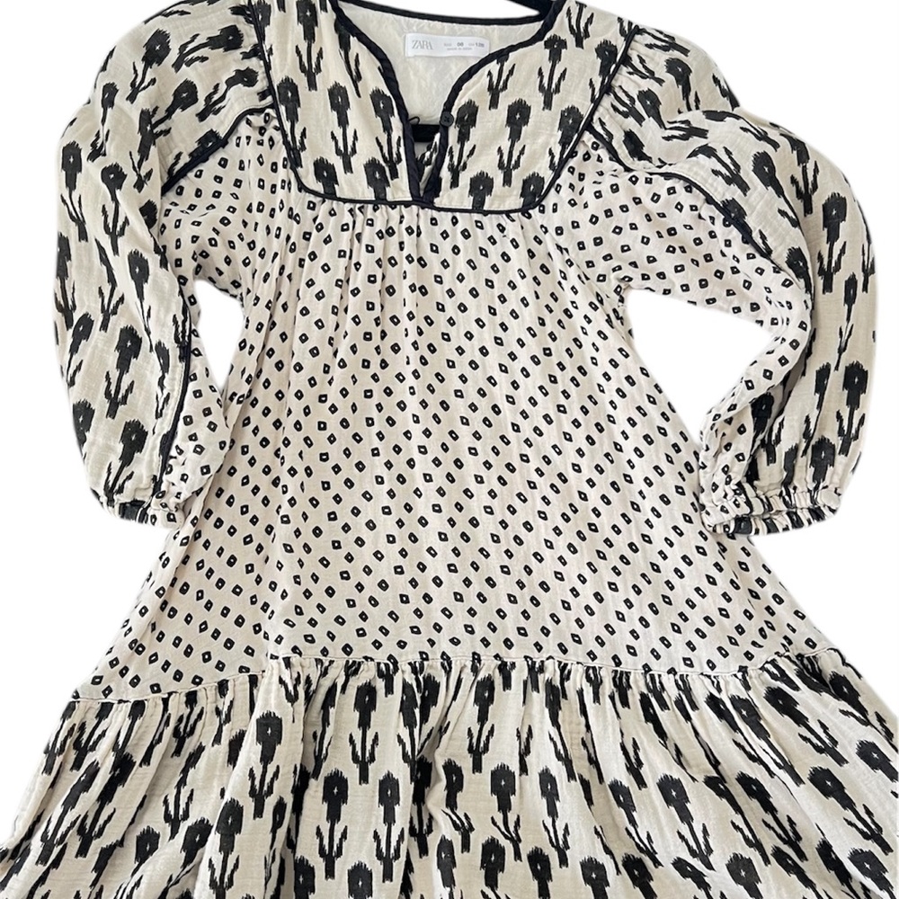 Zara Black and White Patterned Dress Size 8